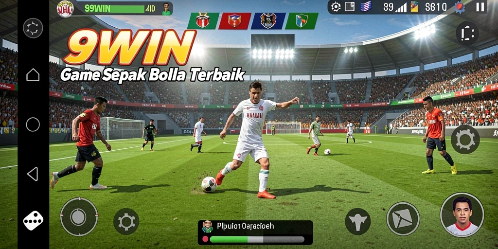 Tampilan gameplay 9WIN yang menegangkan di lapangan sepak bola.