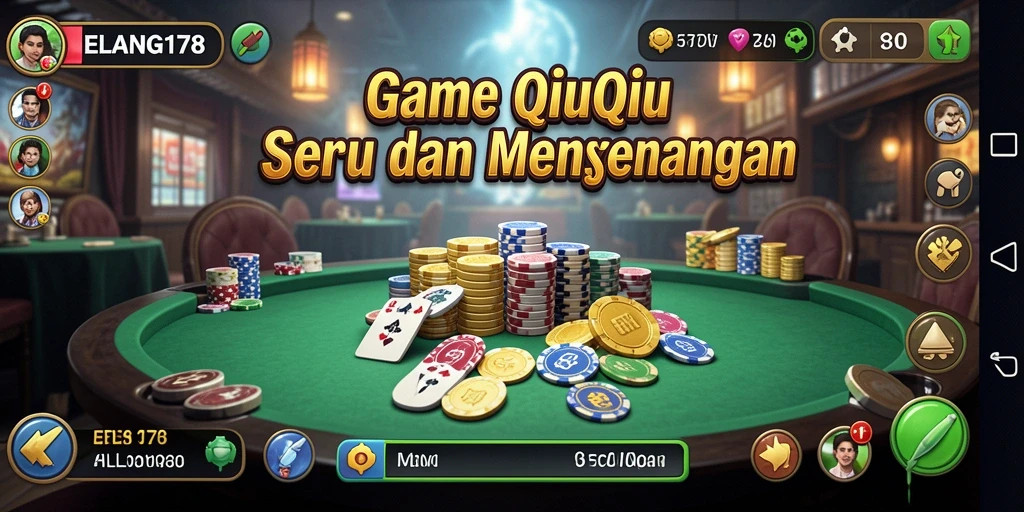 Screenshot ELANG178 menunjukkan gameplay kartu QiuQiu yang mendebarkan.