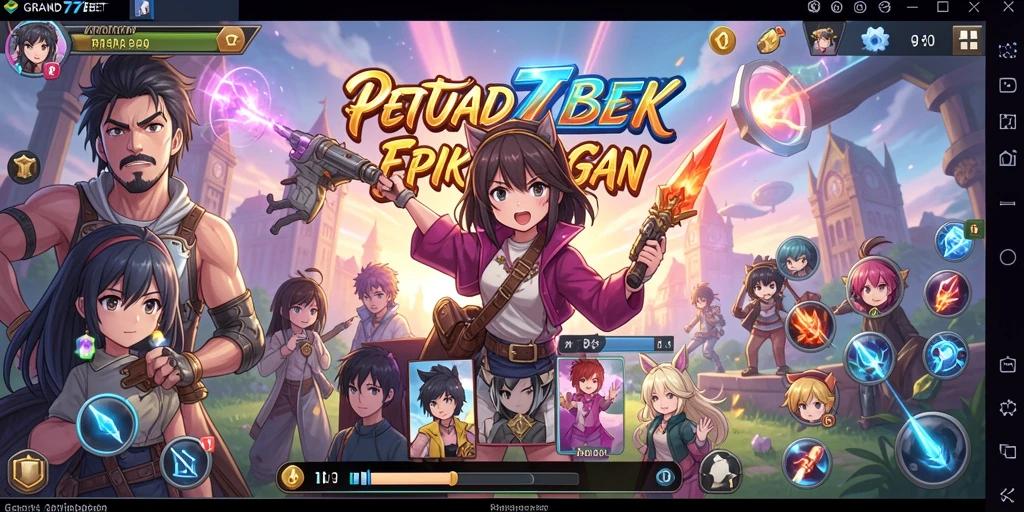 Screenshot gameplay GRAND77BET yang menampilkan aksi karakter anime.