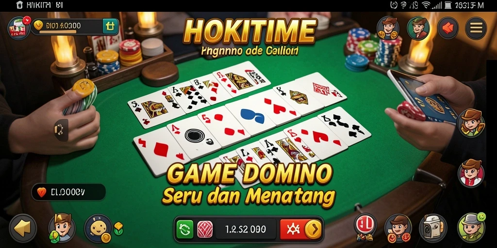 Tangkapan layar gameplay HOKITIME yang menunjukkan serunya permainan domino.