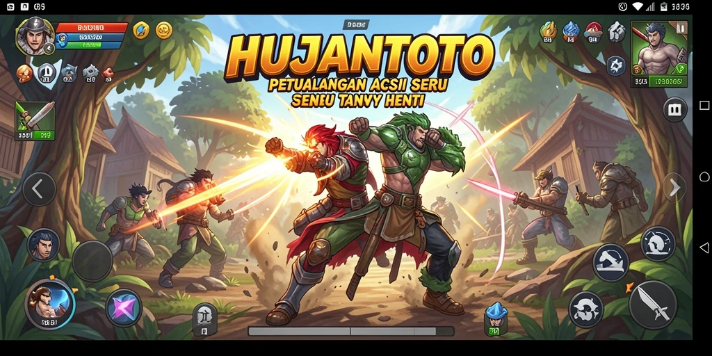 Screenshot HUJANTOTO menampilkan aksi epic dalam pertempuran seru yang mendebarkan.