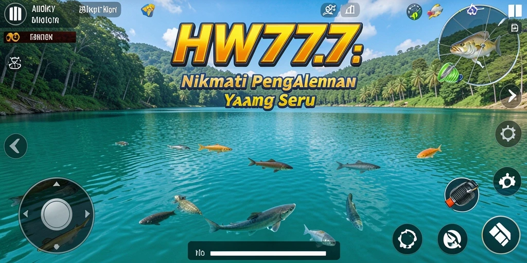Tampilan gameplay HW777 yang menggoda dengan berbagai lokasi memancing.