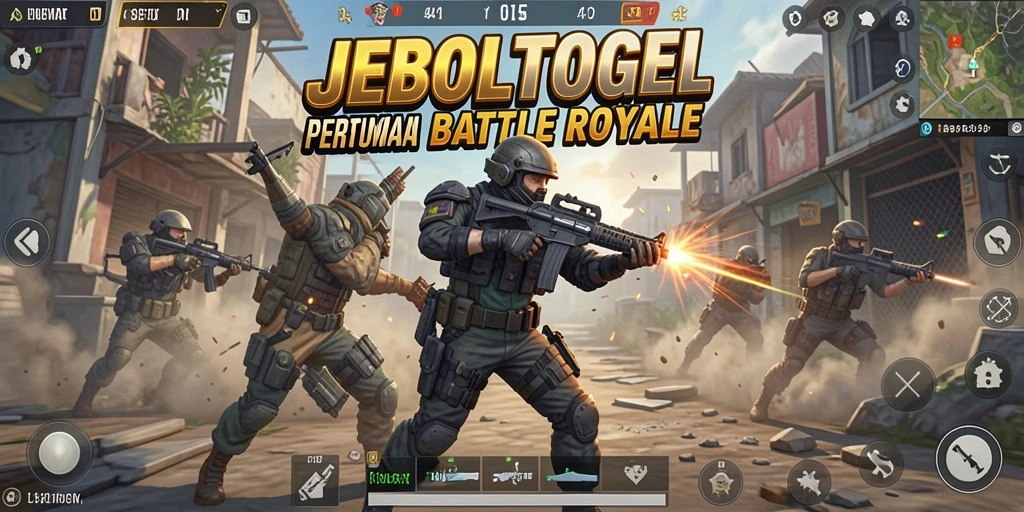 Tangkapan layar utama JEBOLTOGEL menampilkan aksi seru gameplay Battle Royale.