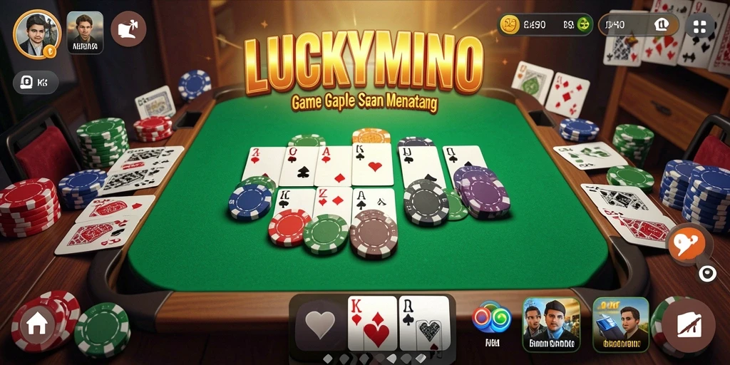 Tampilan gameplay seru LUCKYMINO saat bermain Gaple.