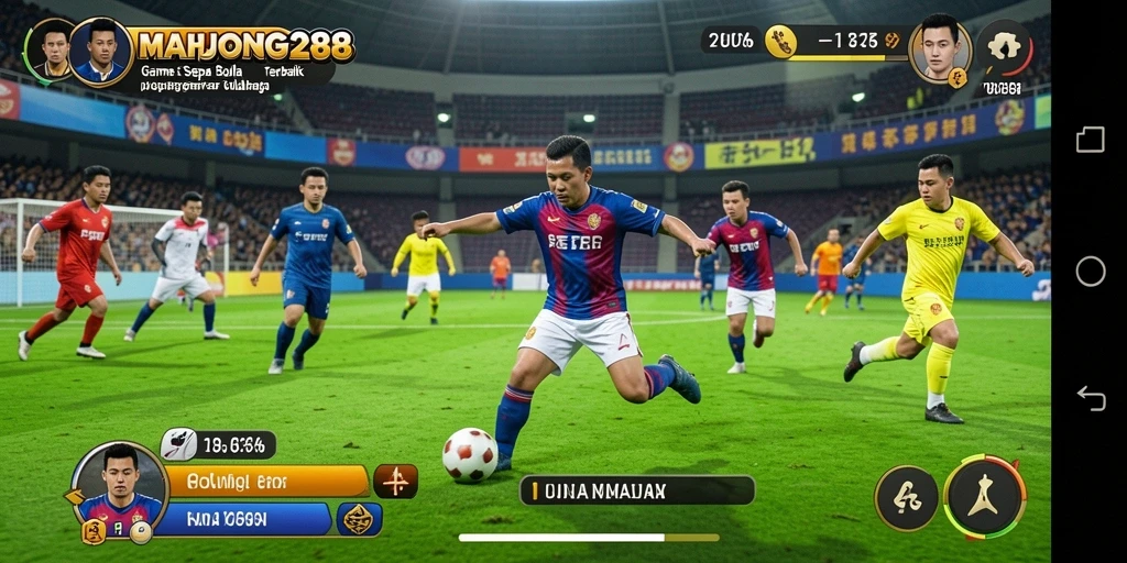 Tangkapan layar gameplay <strong>MAHJONG288</strong> menunjukkan aksi sepak bola yang mendebarkan.