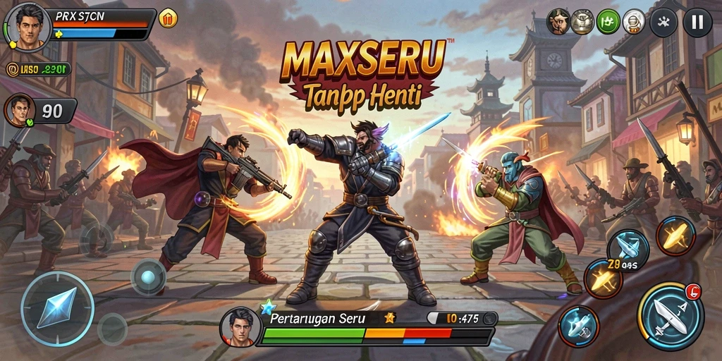 Tampilan aksi seru dalam MAXSERU dengan pertarungan mendebarkan.
