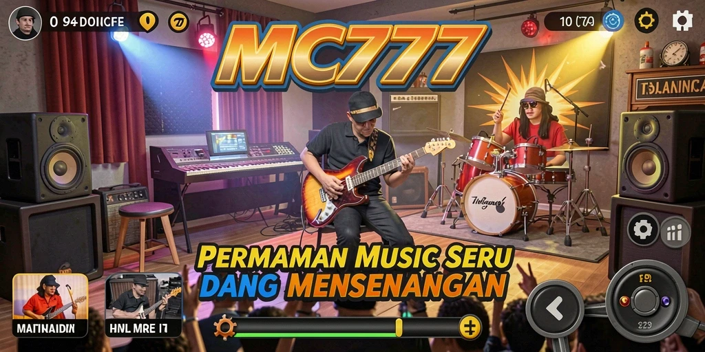 Screenshot MC777 menunjukkan gameplay seru dengan tantangan musik.