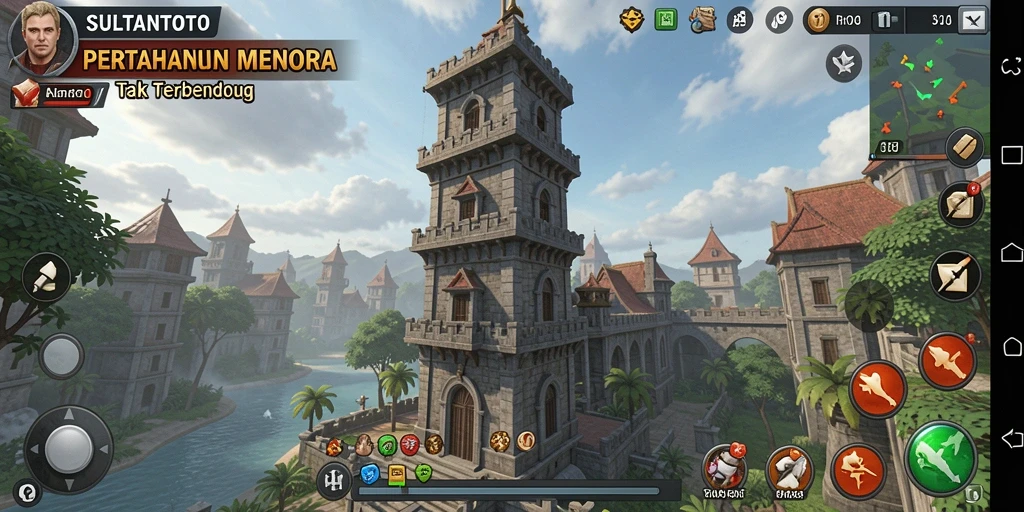 Tampilan gameplay menara dari SULTANTOTO yang menegangkan dan strategis.