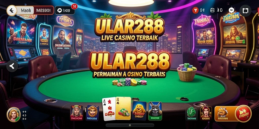 Screenshot gameplay ULAR288 menampilkan dealer profesional dan suasana Live Casino.