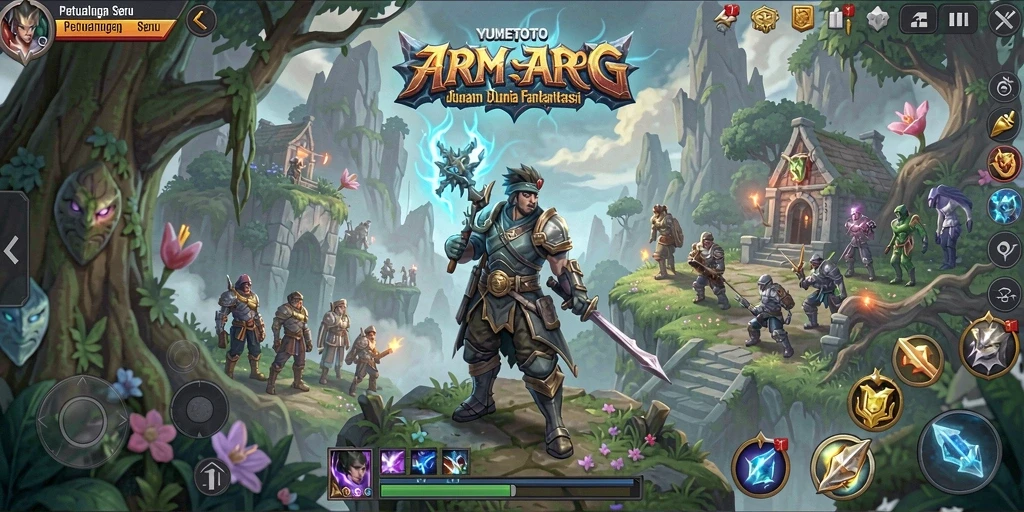 Tampilan gameplay seru dalam YUMETOTO yang menampilkan aksi pertarungan ARPG.